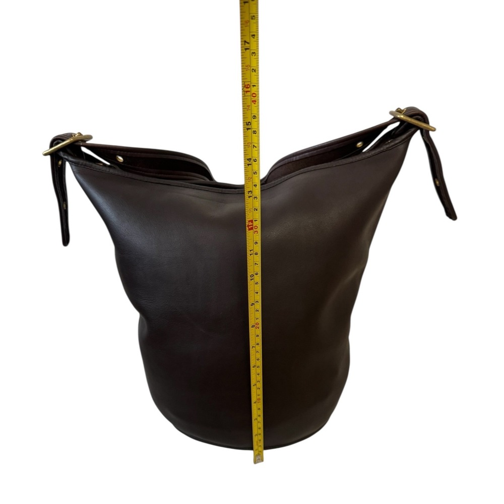 Vintage Coach Duffel Sac Bucket Bag Dark Brown Leather Brass 9085 Large Hobo - Picture 10 of 16